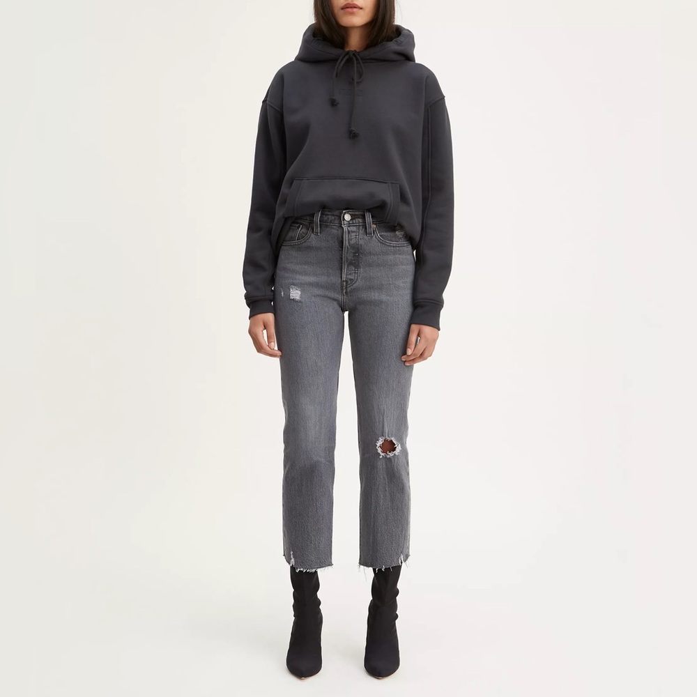 Levi’s premium Highrise Wedgie Straight Gray Buttonfly Jeans Size W25 25